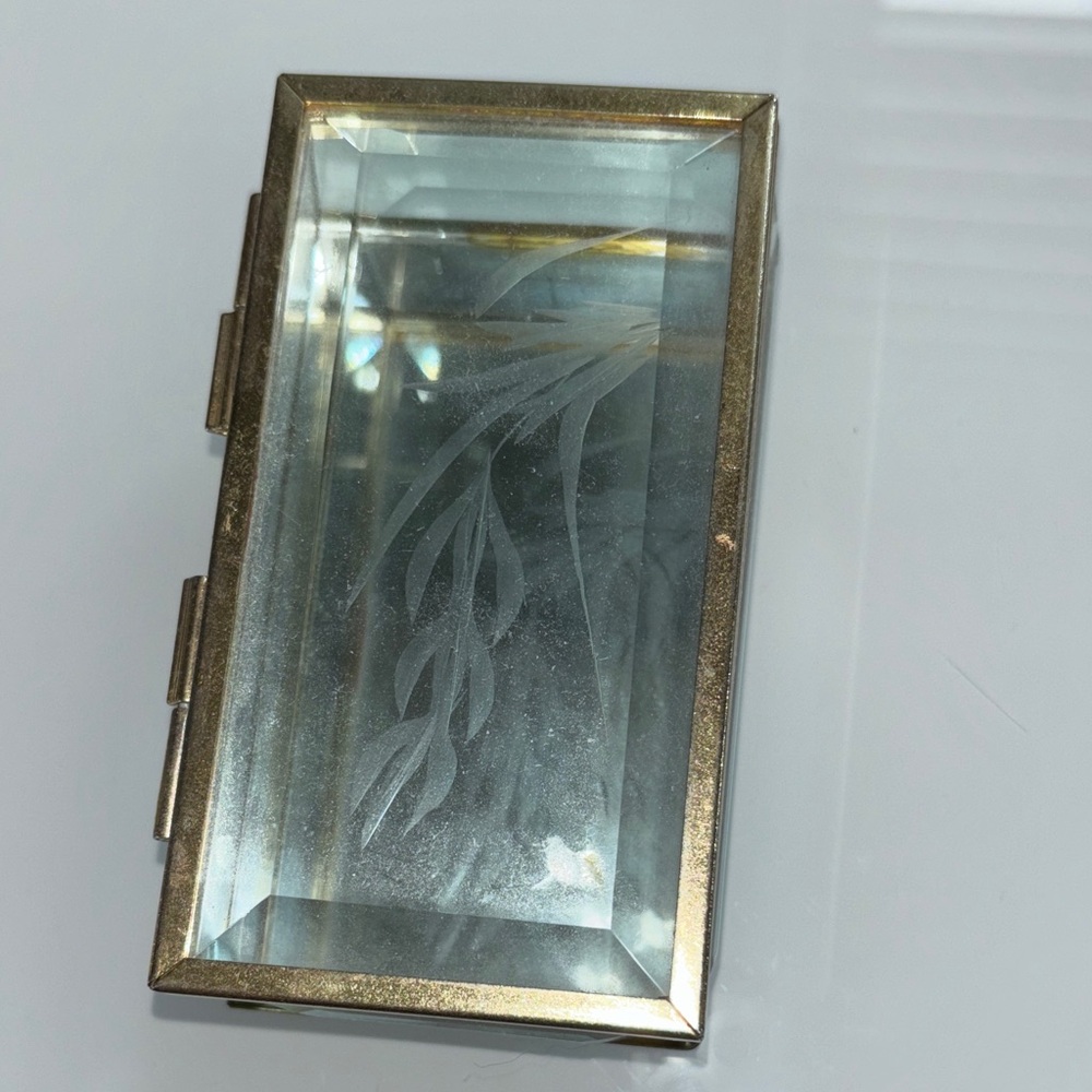 Glass Trinket Box with Gold Trim